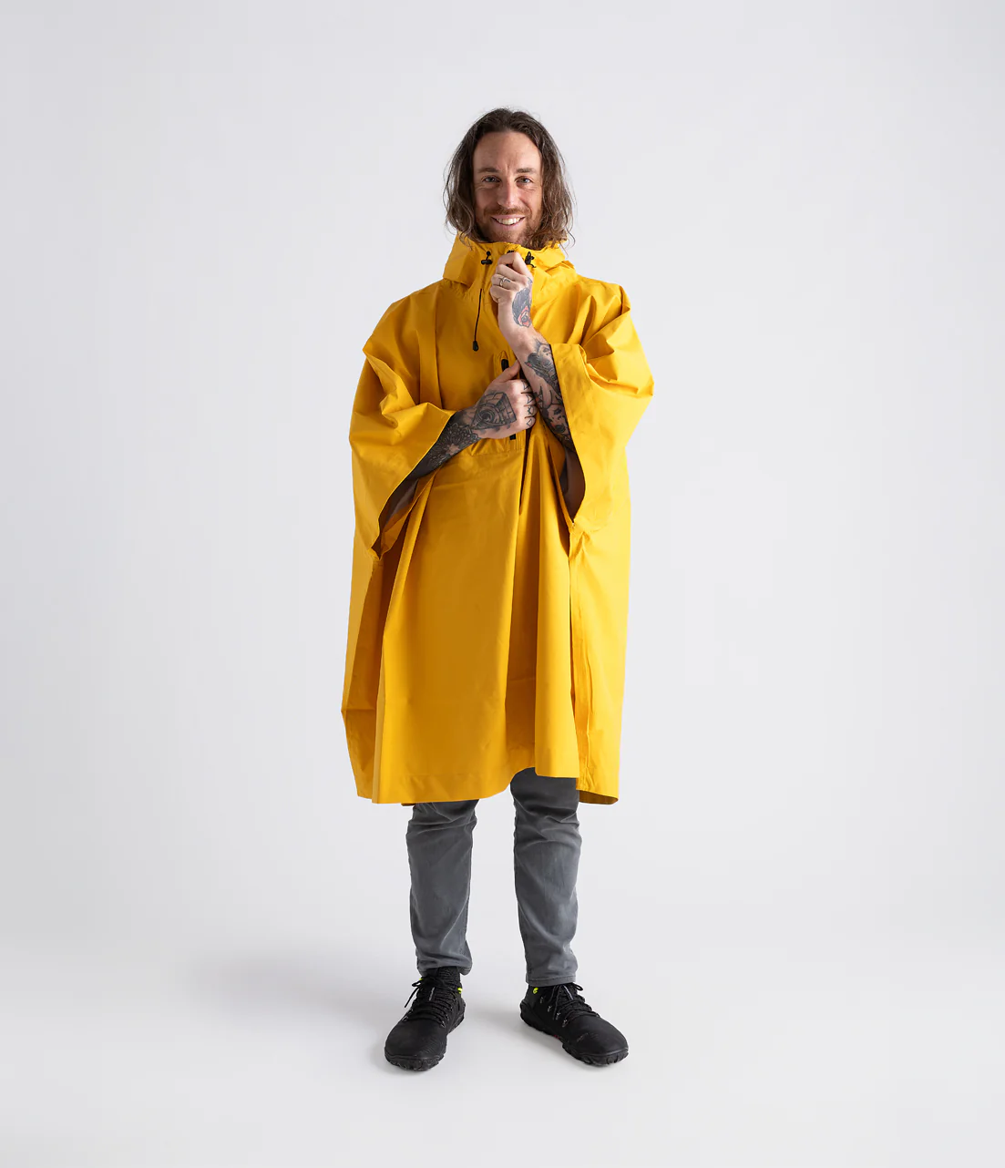 Yellow One Size Rainproof Poncho - Image 6