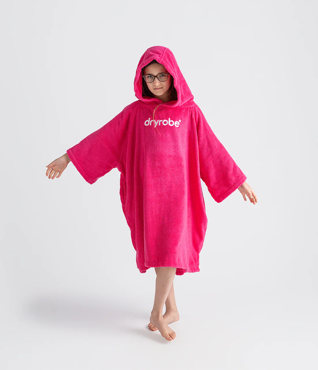 Hot Pink Kids Organic Towel Poncho - Image 2