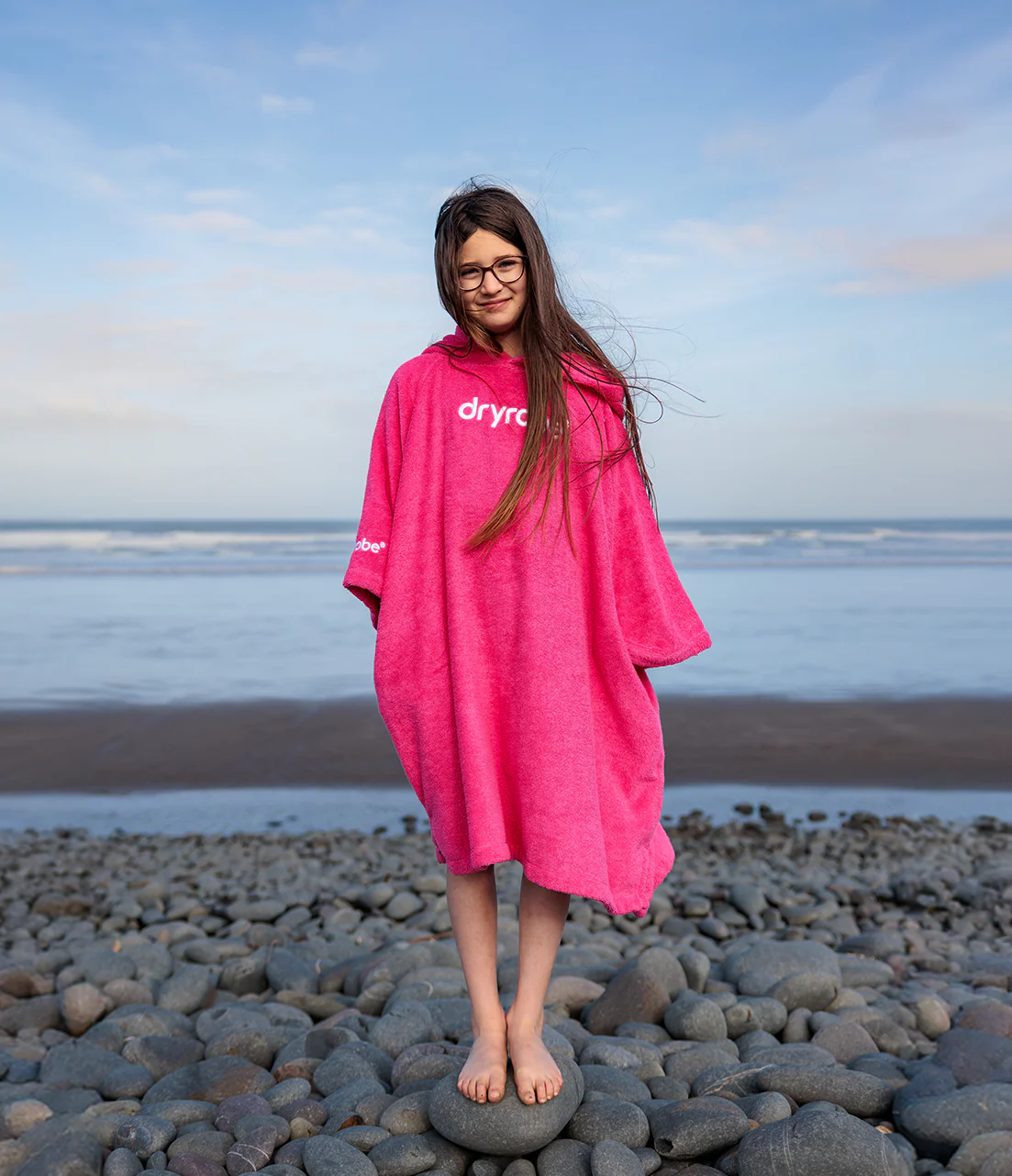 Hot Pink Kids Organic Towel Poncho - Image 4