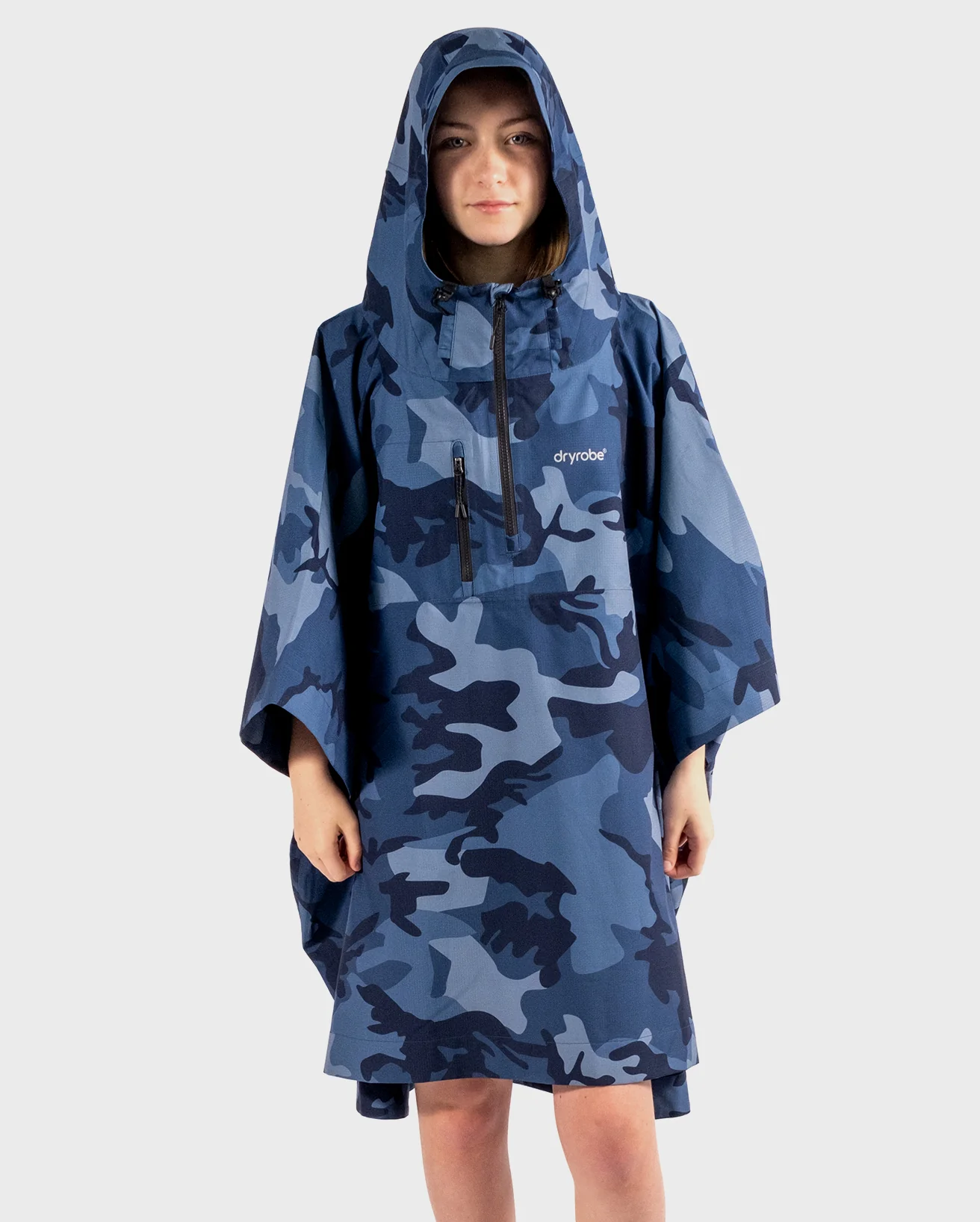 Blue Camo Rainproof Kids Poncho - Image 2