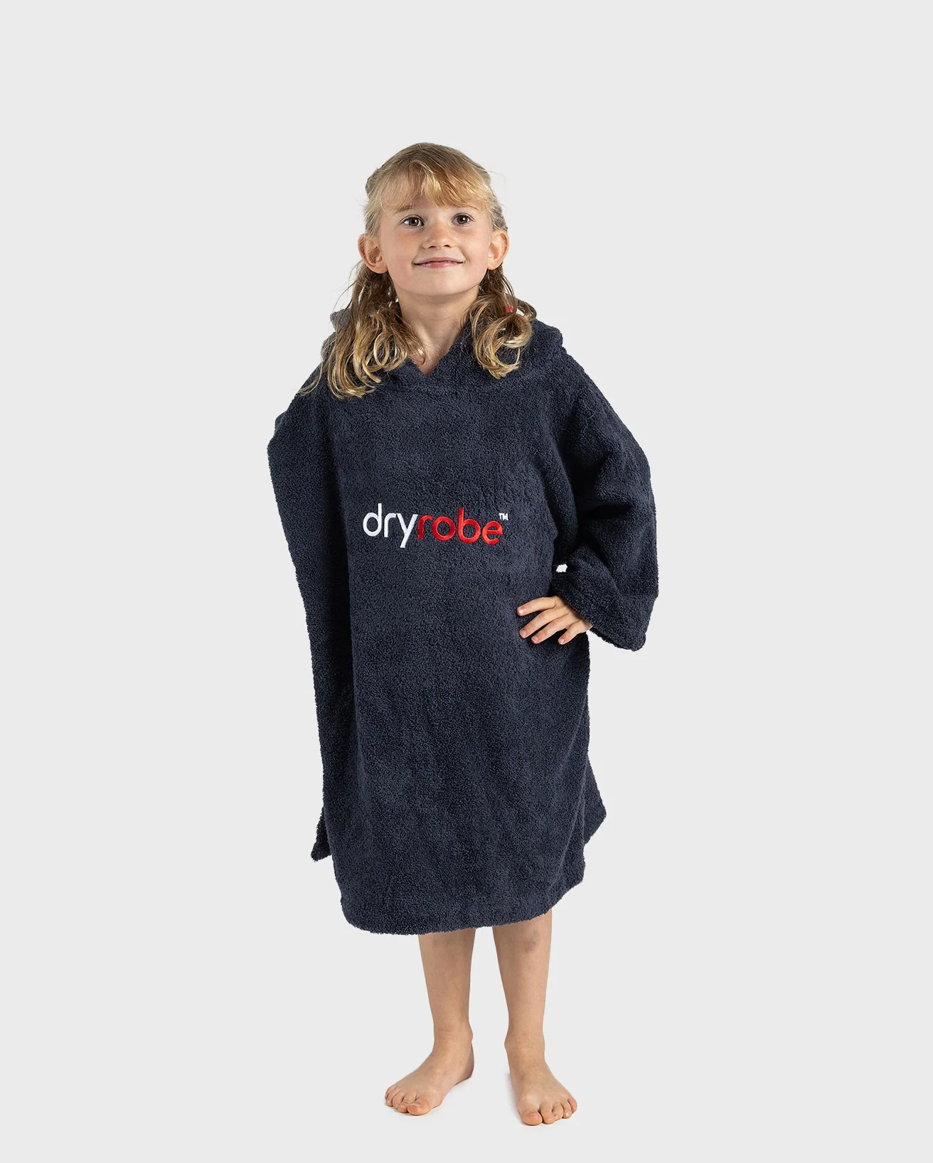 Navy Kids Organic Towel Poncho - Image 3