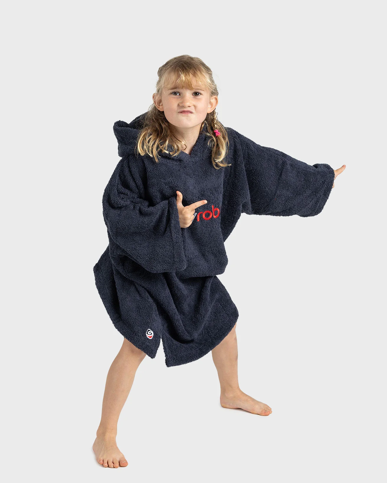Navy Kids Organic Towel Poncho - Image 4