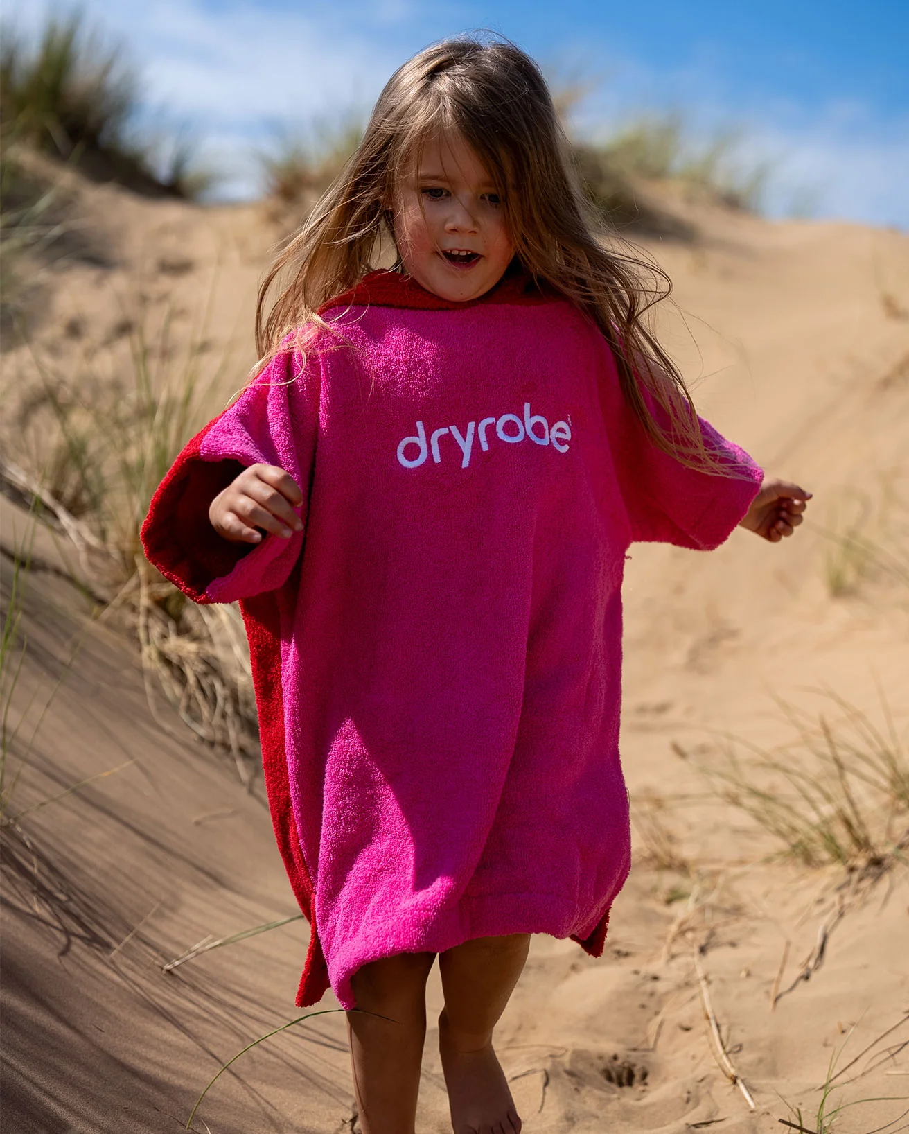 Pink Red Toddler Organic Towel Poncho - Image 4
