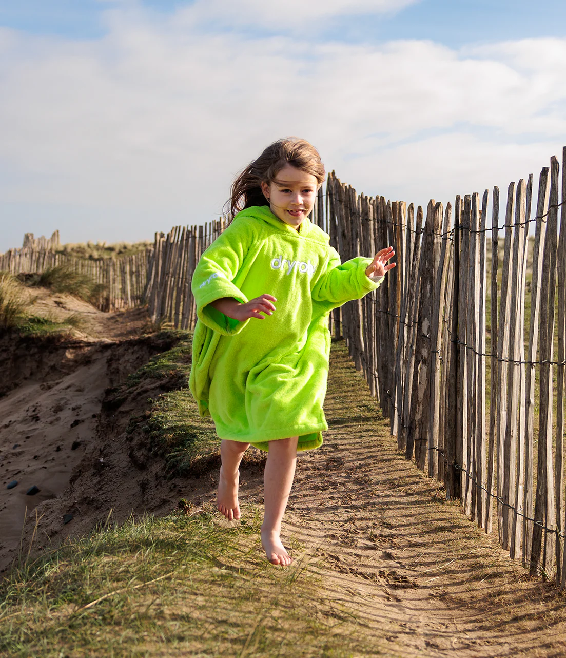 Lime Green Kids Organic Towel Poncho - Image 3