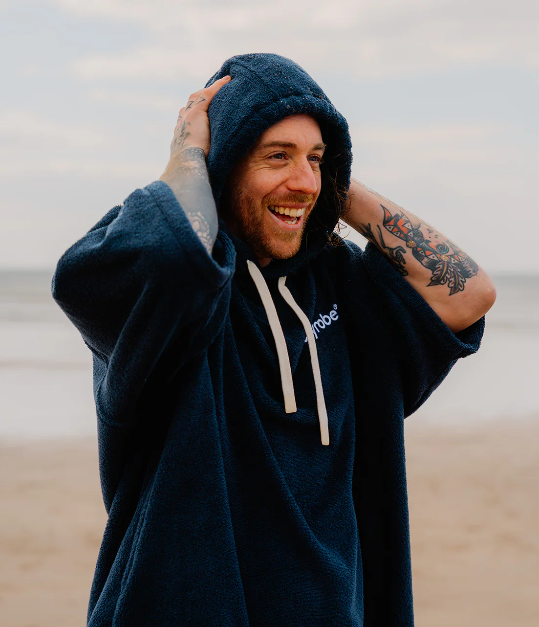 Navy Organic Towel Poncho - Image 8