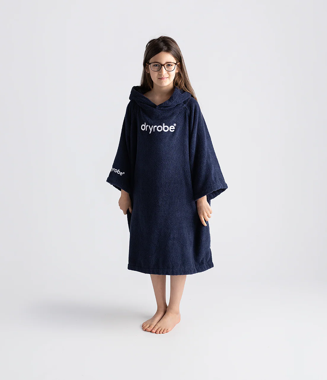 Navy Kids Organic Towel Poncho