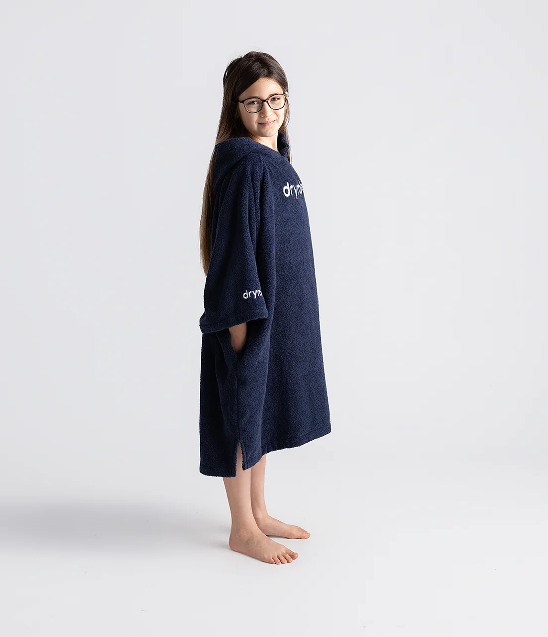 Navy Kids Organic Towel Poncho - Image 2