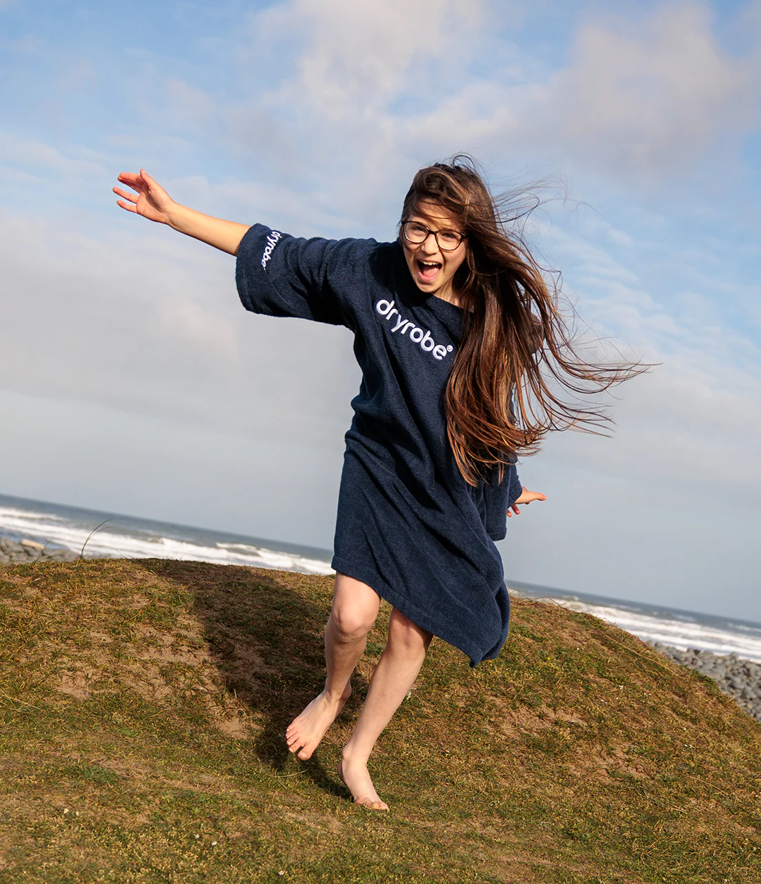 Navy Kids Organic Towel Poncho - Image 4