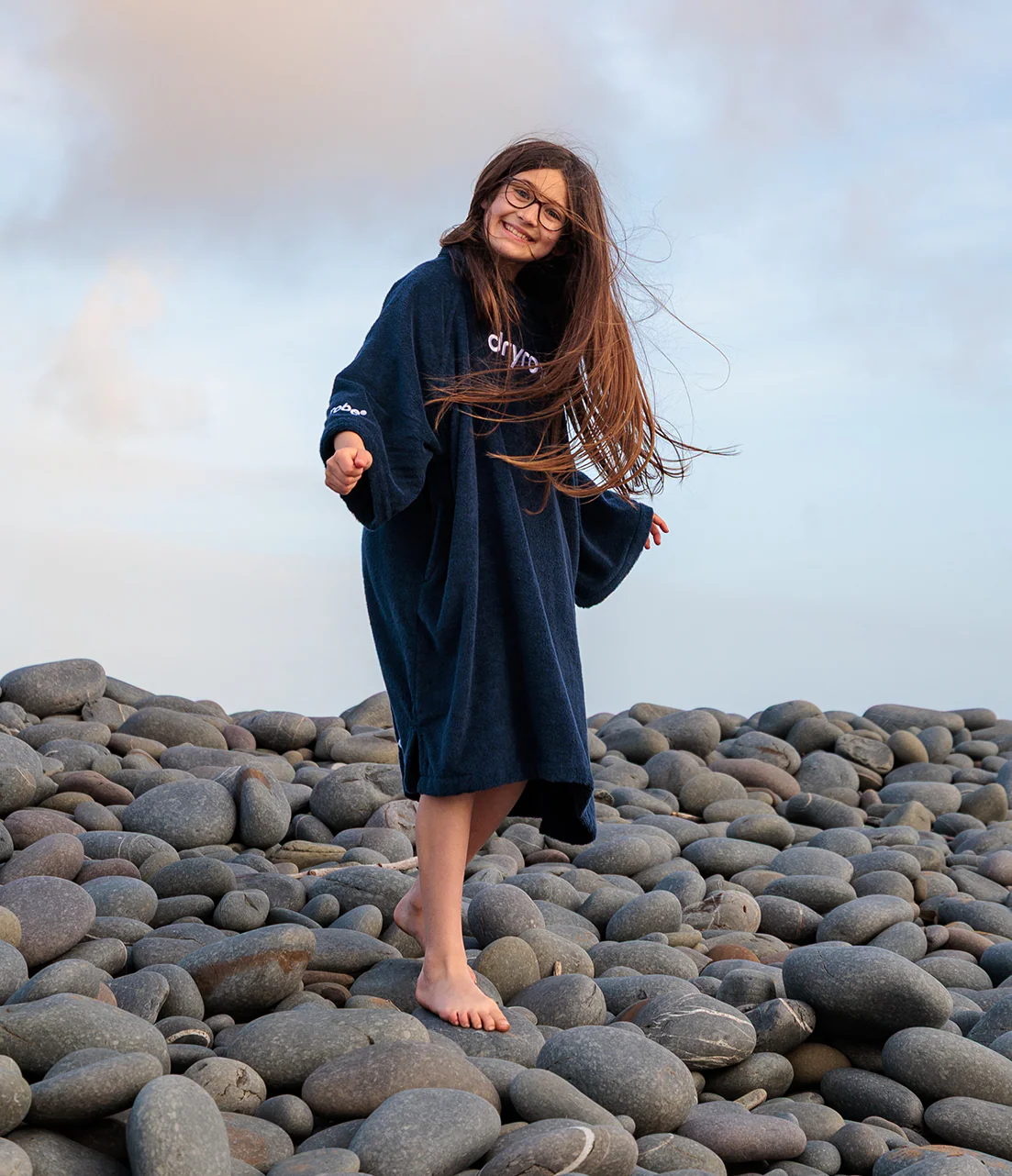 Navy Kids Organic Towel Poncho - Image 5