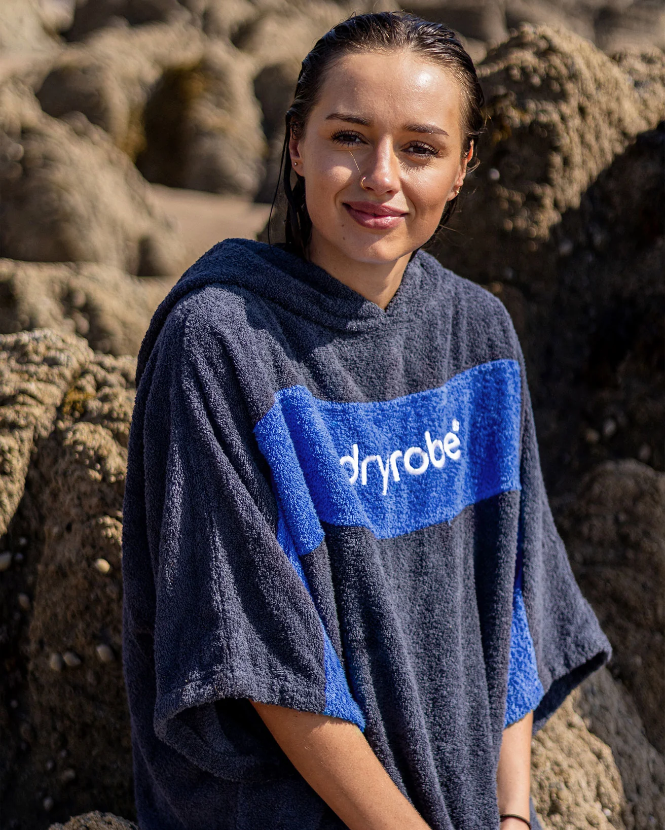 REWORK - Navy Royal Blue Organic Towel Poncho - Image 4