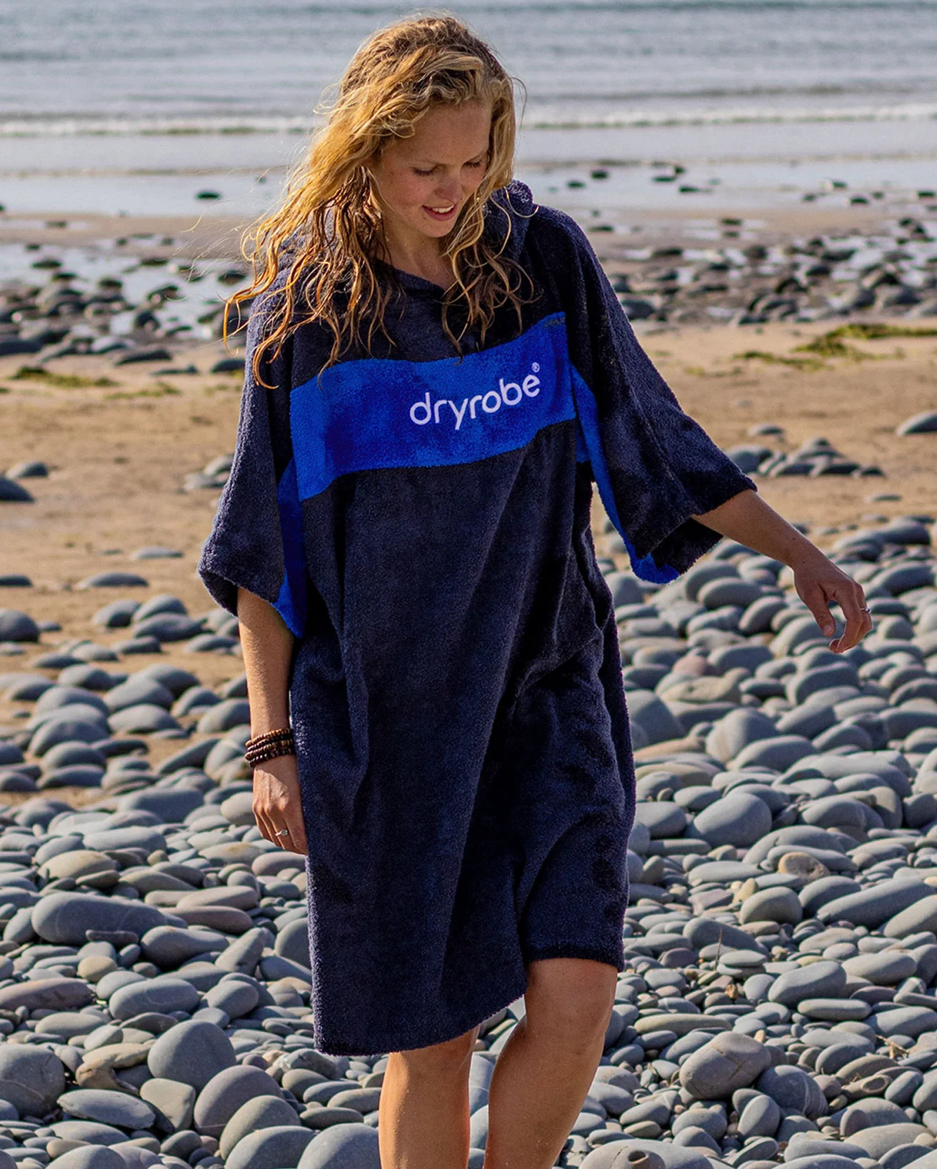 REWORK - Navy Royal Blue Organic Towel Poncho - Image 6