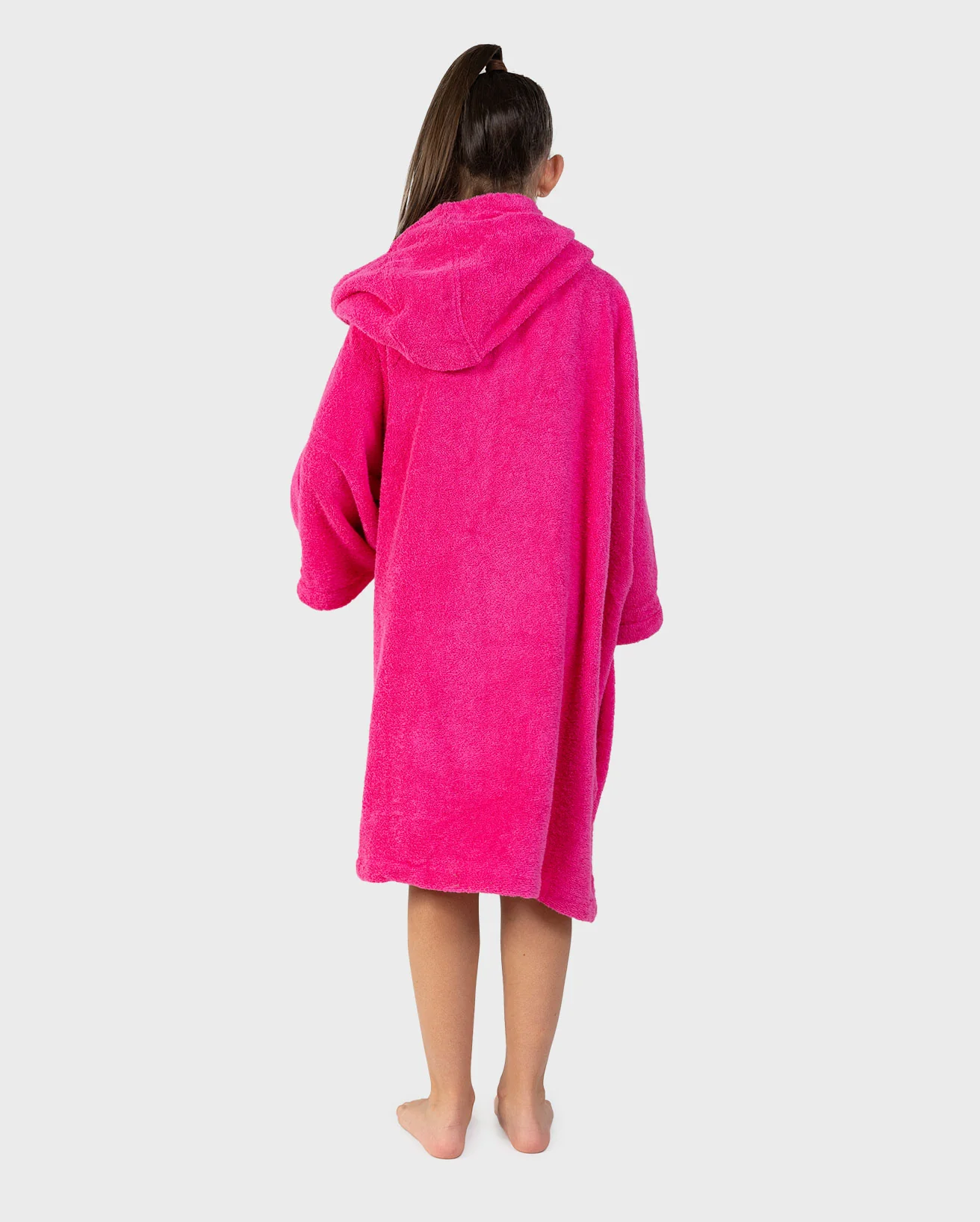 REWORK - Pink Slate Grey Kids Organic Towel Poncho - Image 3