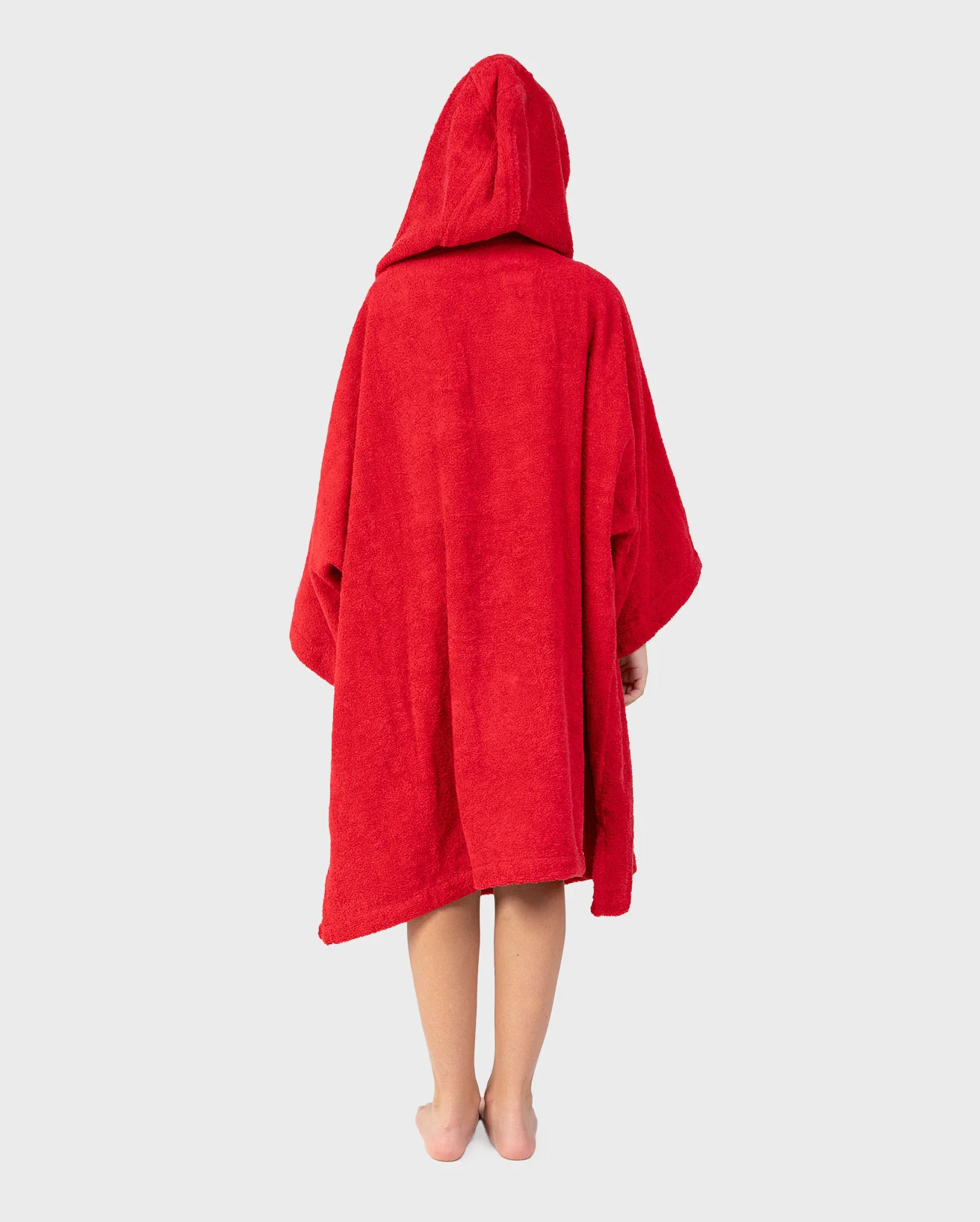 REWORK - Red Black Kids Organic Towel Poncho - Image 3