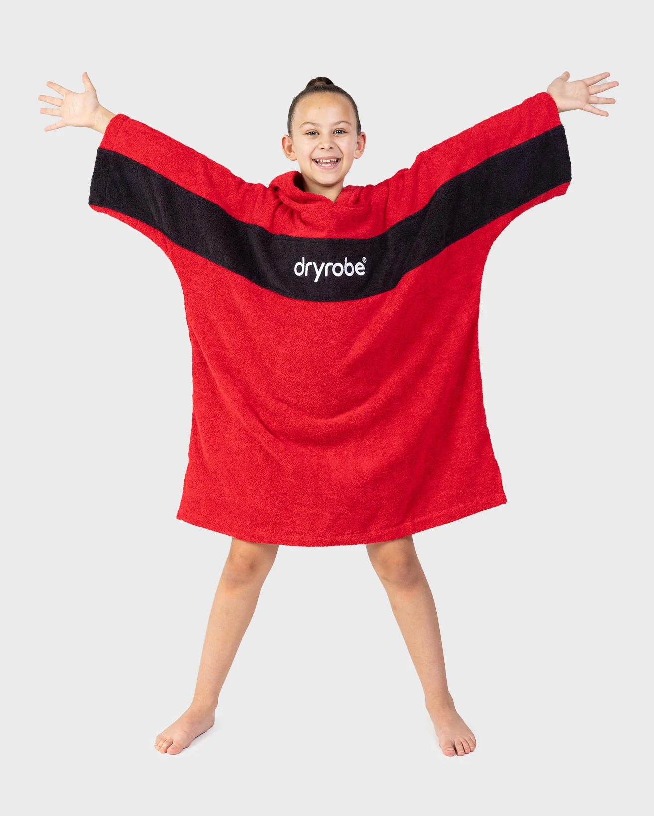 REWORK - Red Black Kids Organic Towel Poncho - Image 4