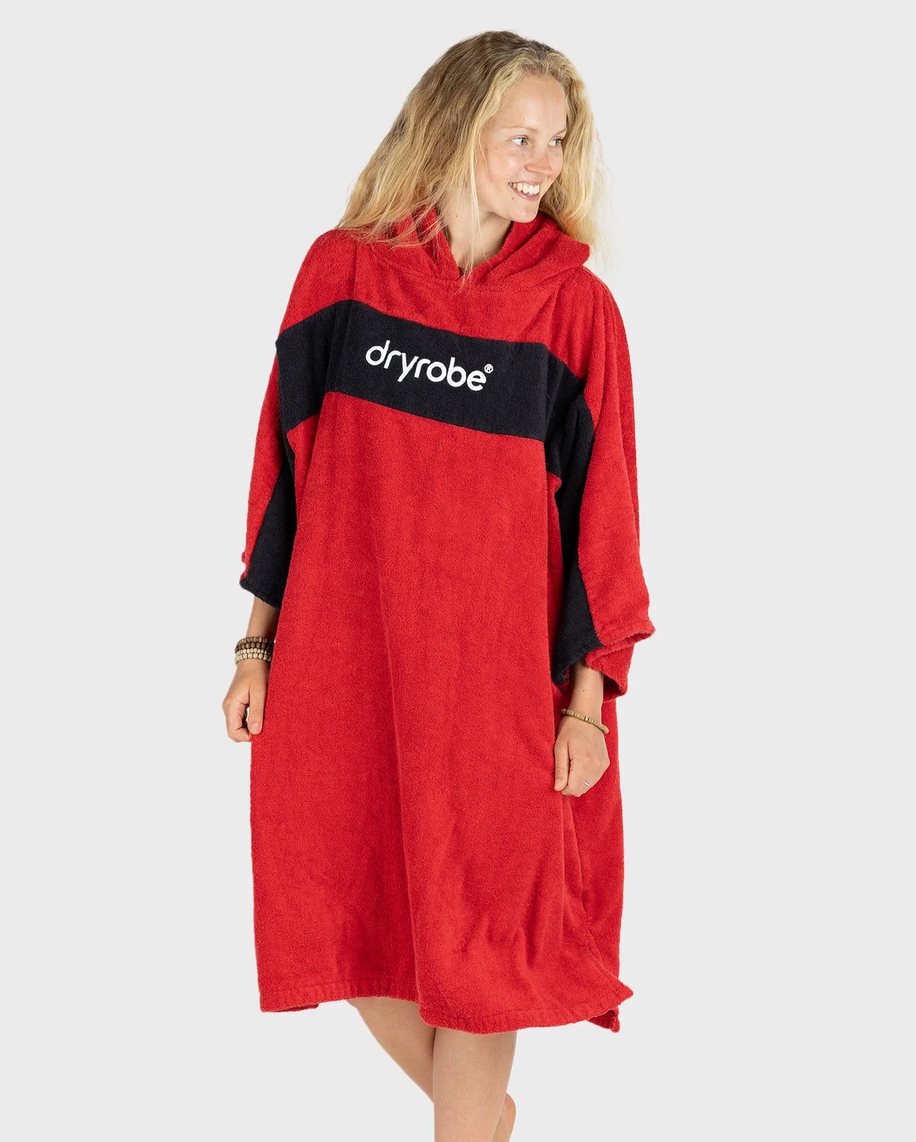 REWORK - Red Black Organic Towel Poncho