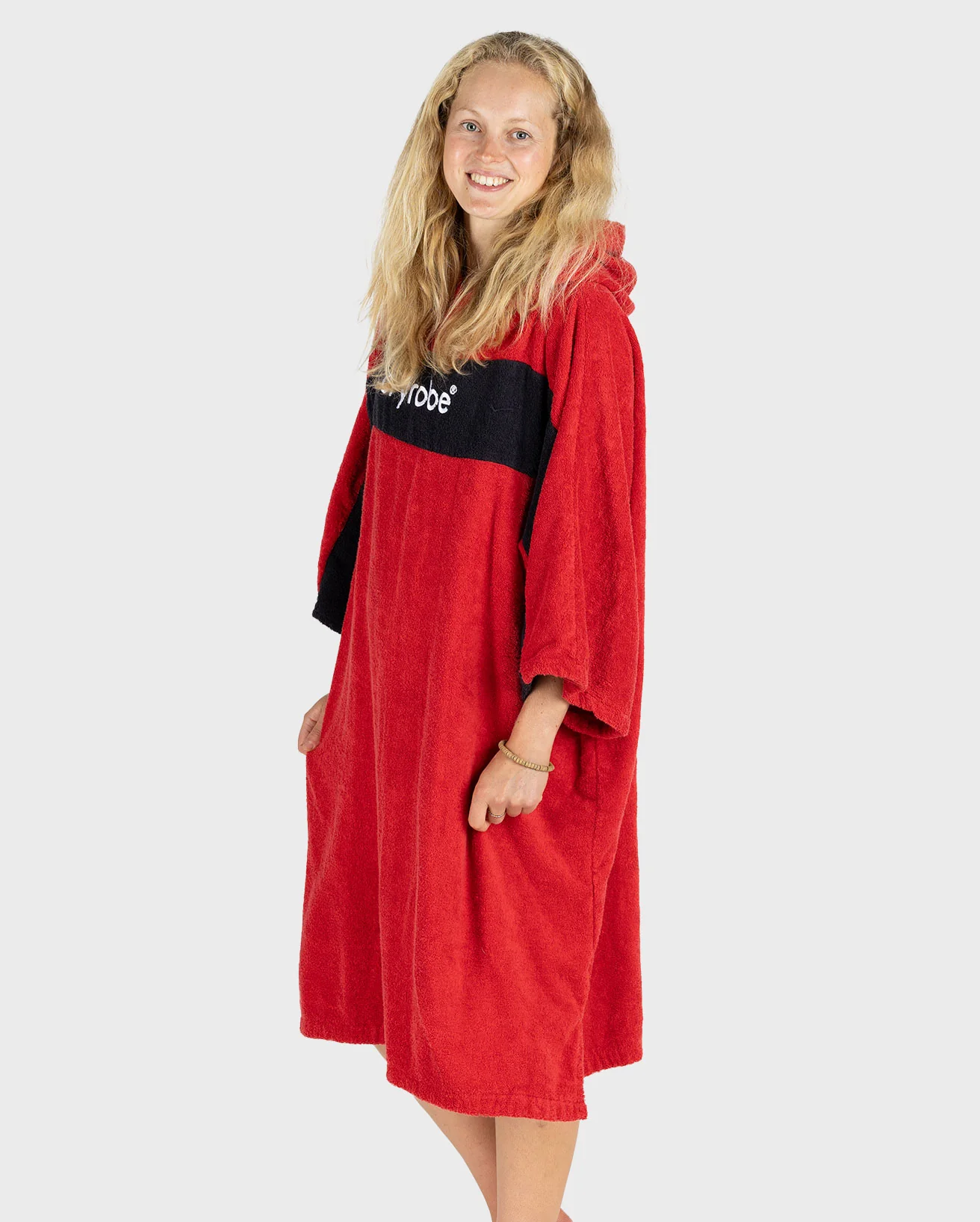 REWORK - Red Black Organic Towel Poncho - Image 2