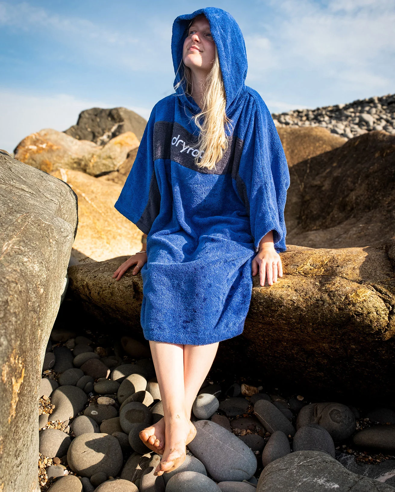 REWORK - Royal Blue Navy Organic Towel Poncho