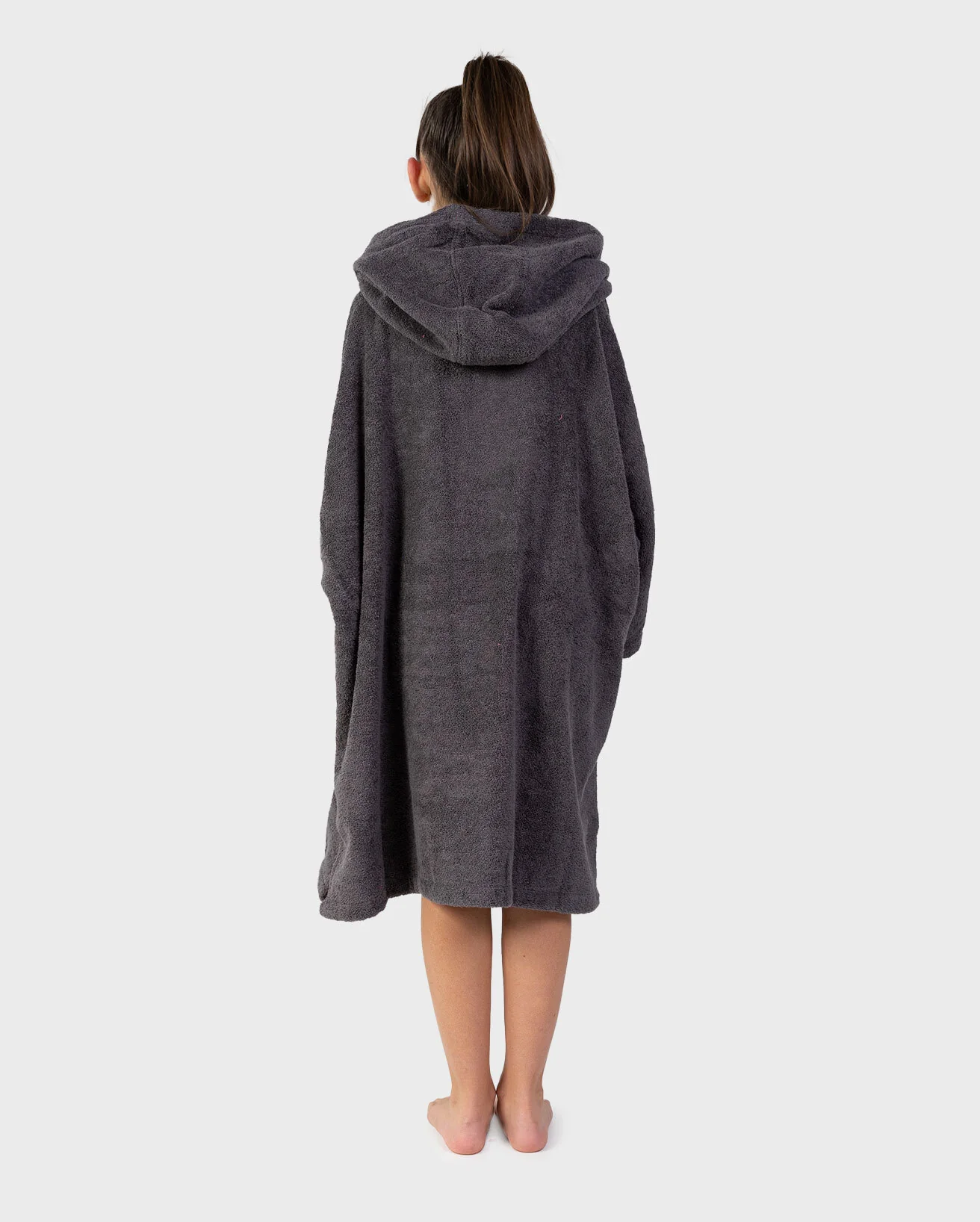 REWORK - Slate Grey Pink Kids Organic Towel Poncho - Image 3