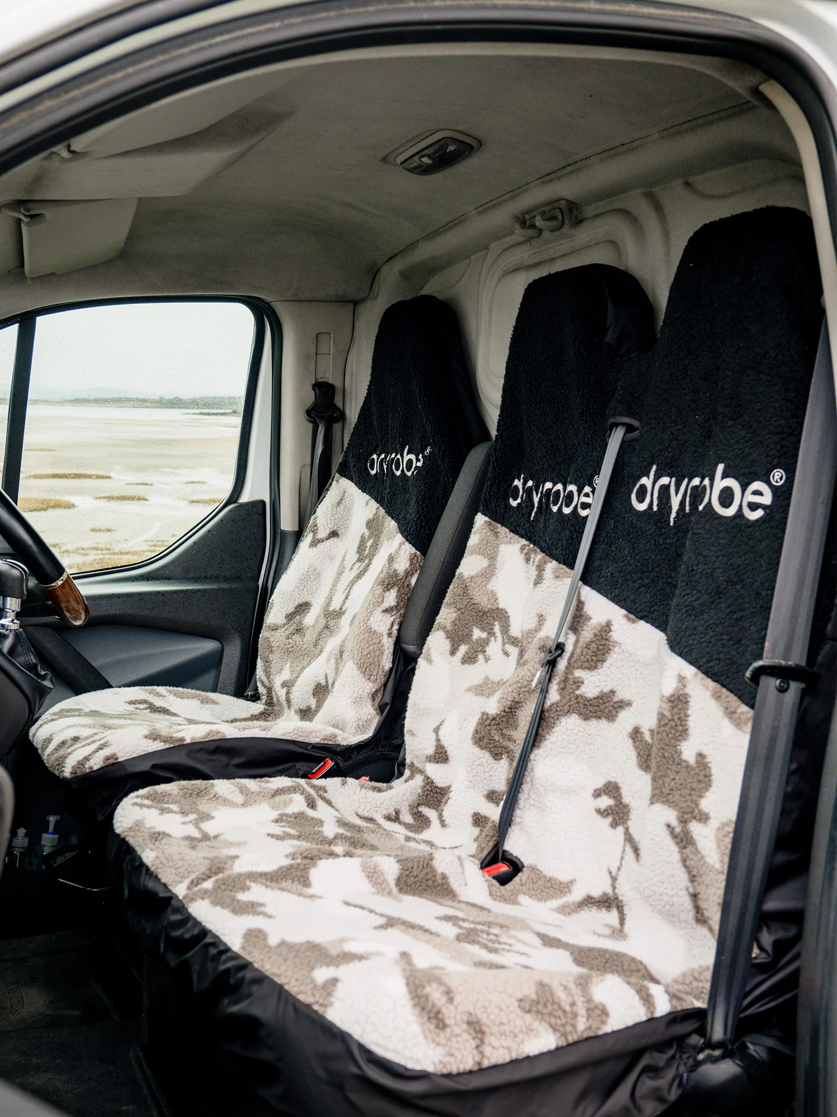 Sand Camo Van Seat Bundle: Single & Double Seat Cover