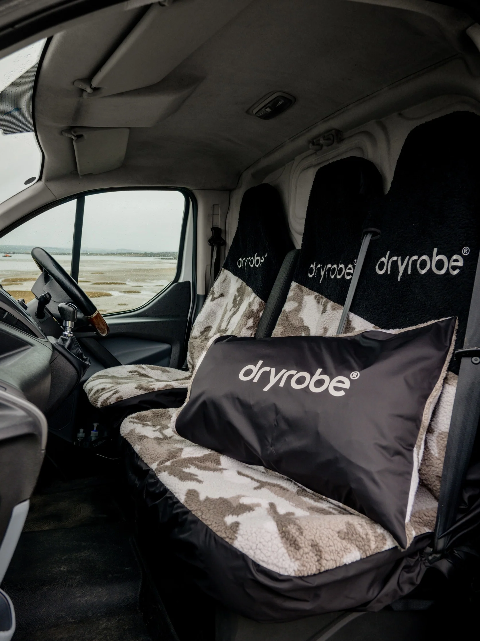 Sand Camo Van Life Bundle: Single & Double Car Seats & Cushion Cover