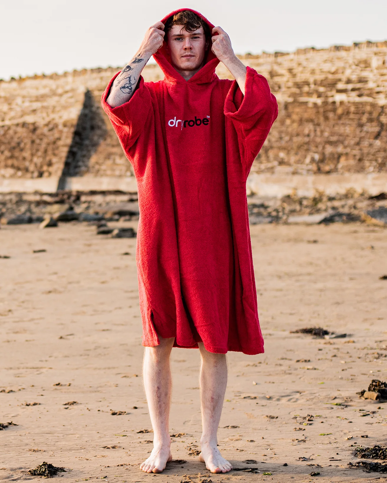 Red Organic Towel Poncho - Image 4