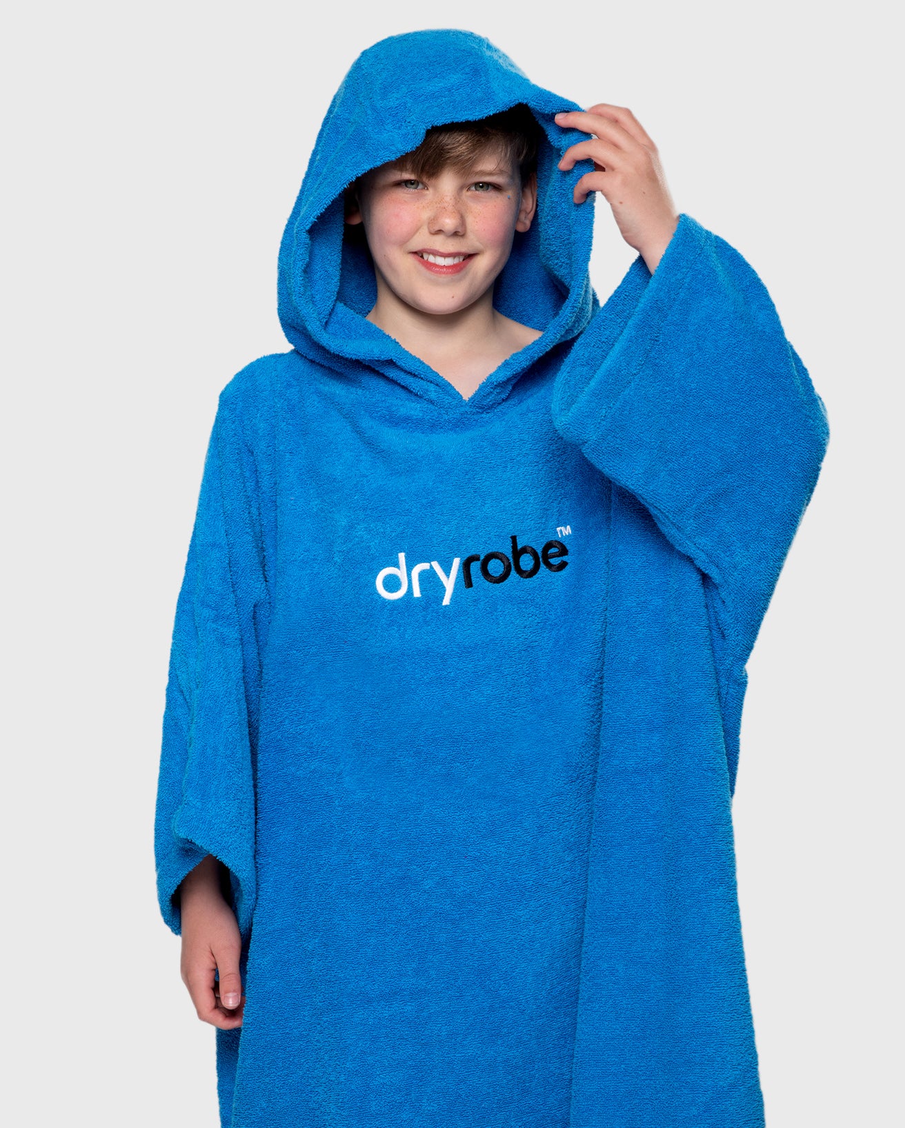 Cobalt Blue Kids Organic Towel Poncho - Image 3