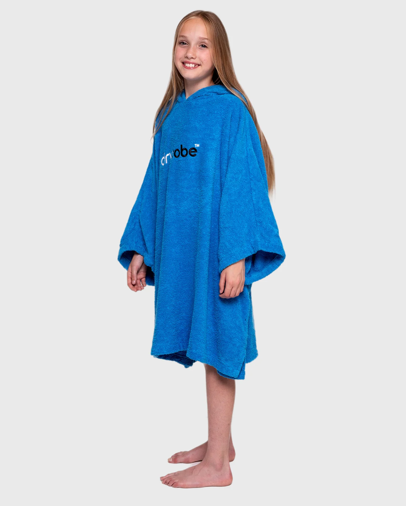 Cobalt Blue Kids Organic Towel Poncho - Image 4