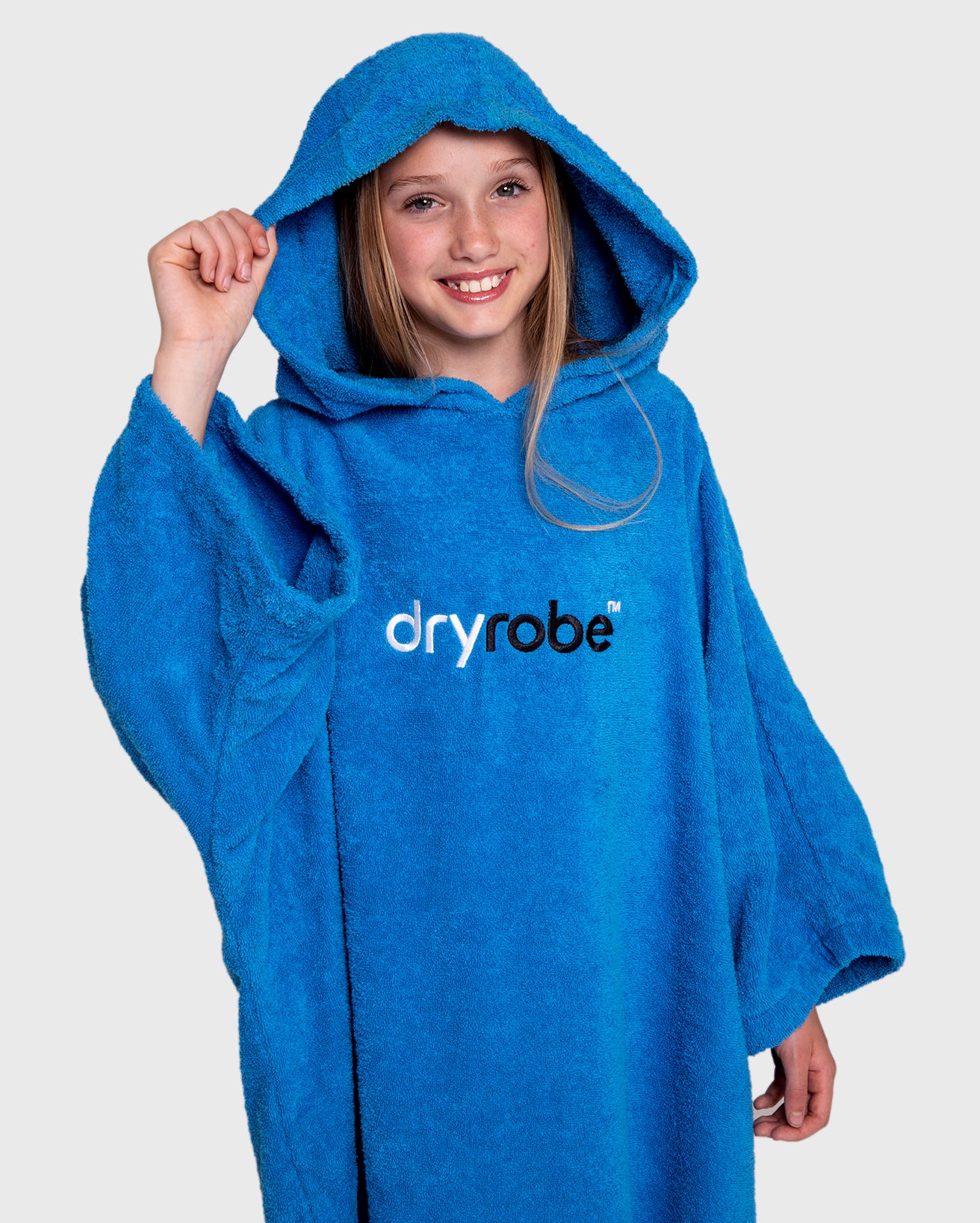 Cobalt Blue Kids Organic Towel Poncho - Image 5