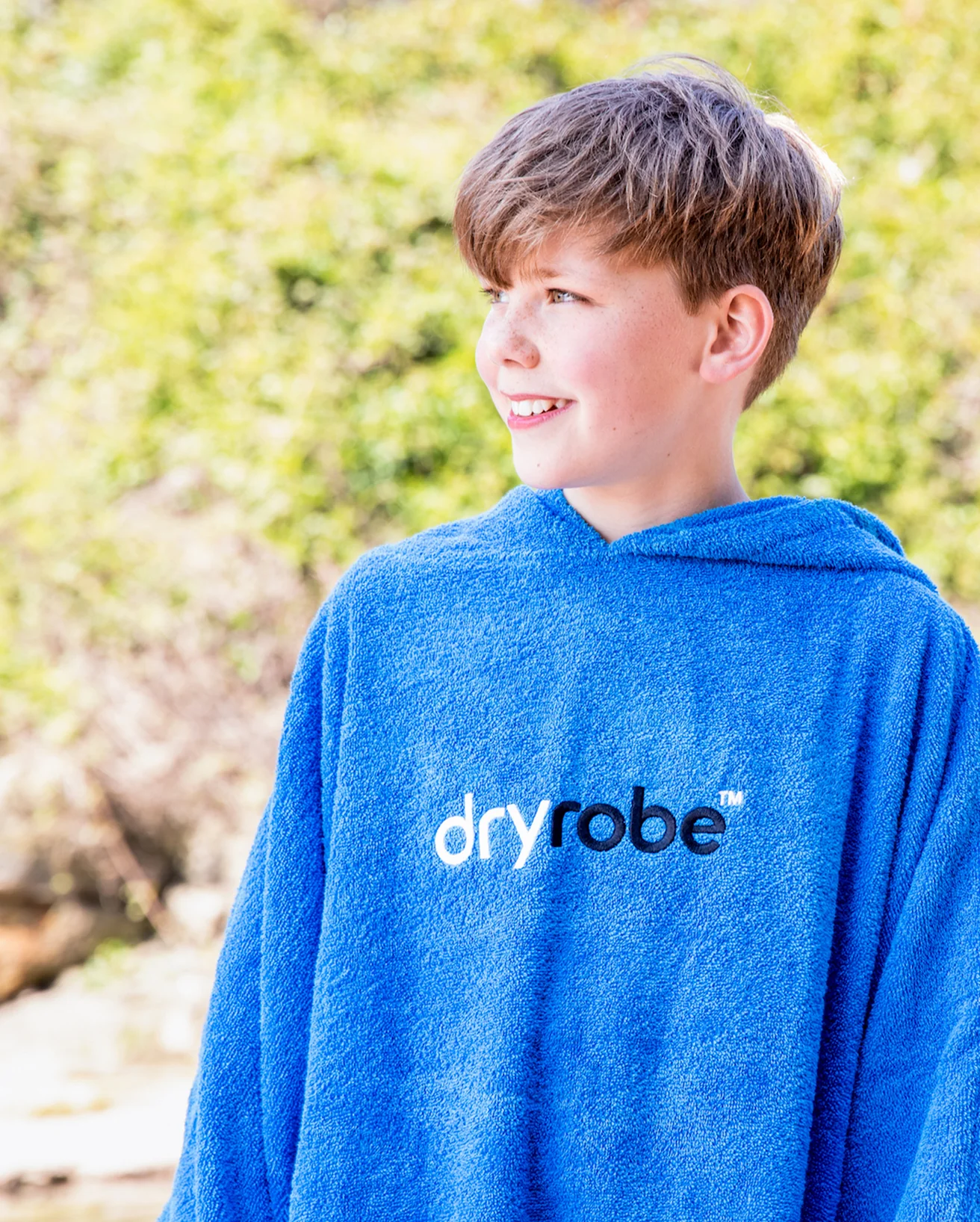 Cobalt Blue Kids Organic Towel Poncho - Image 6