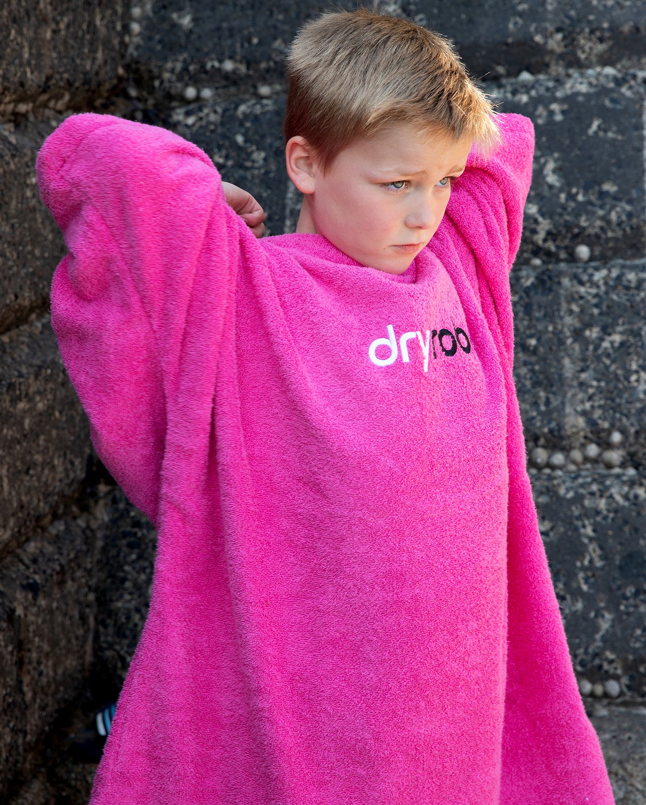 Pink Kids Organic Towel Poncho - Image 5
