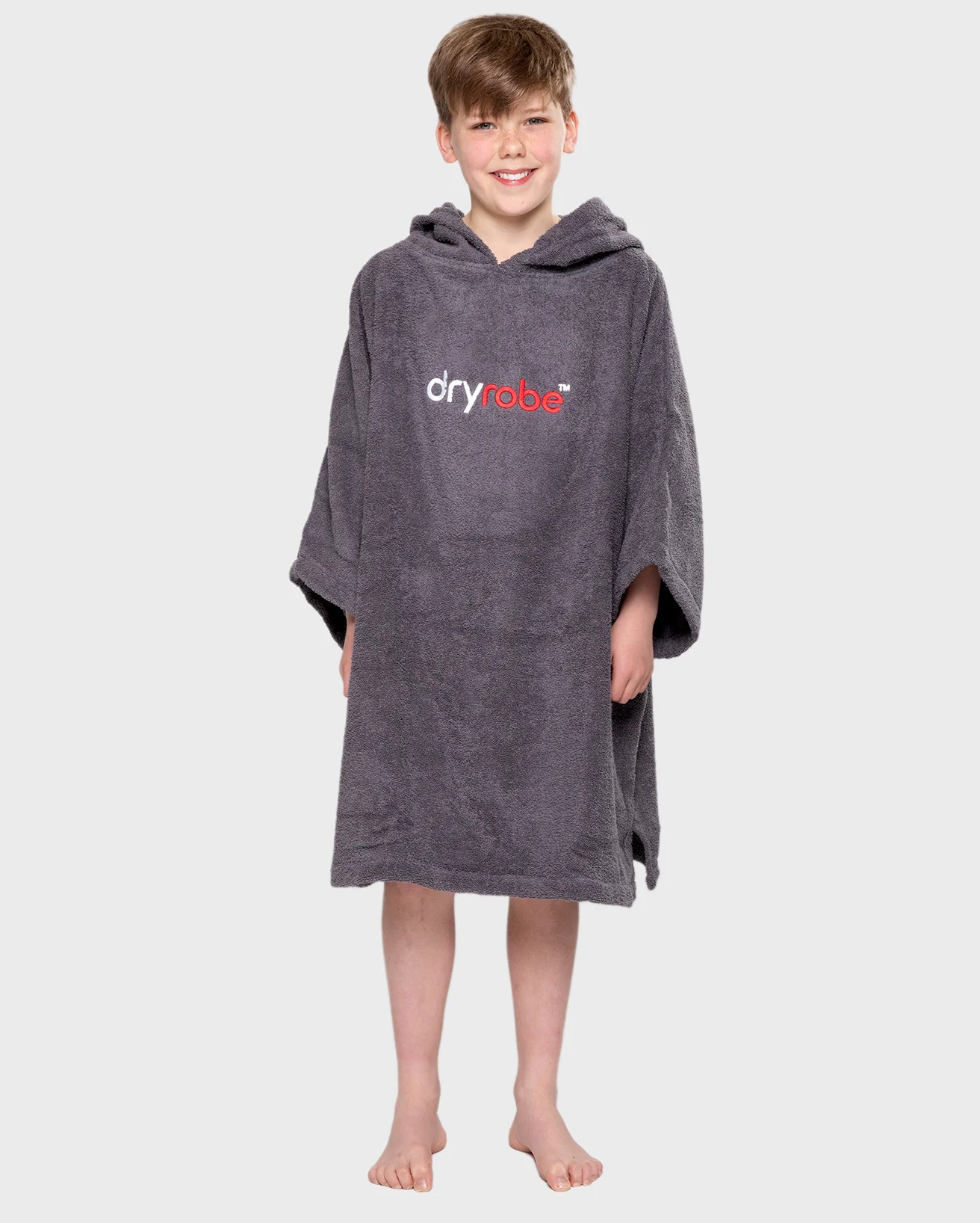 Slate Grey Kids Organic Towel Poncho - Image 3