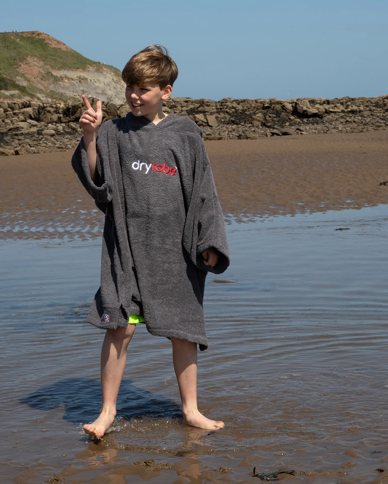 Slate Grey Kids Organic Towel Poncho - Image 4