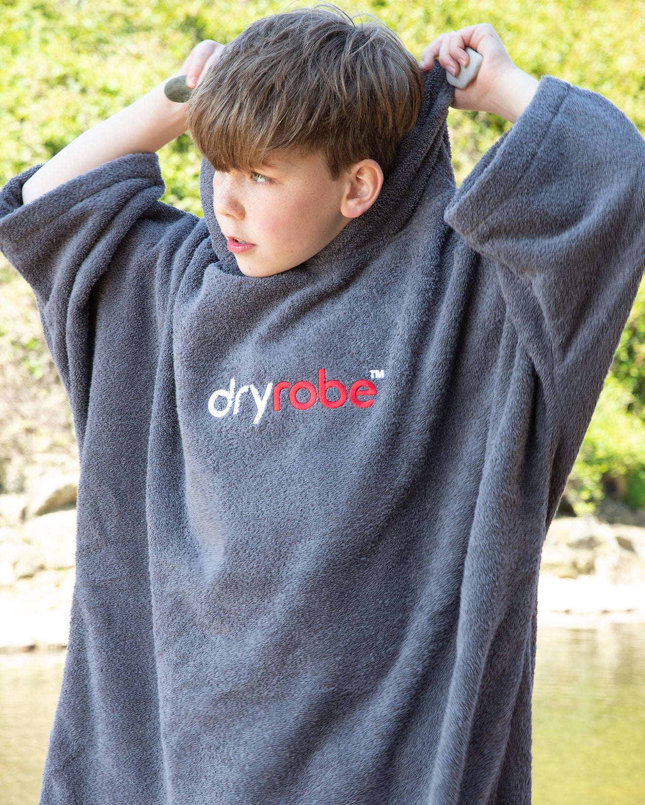 Slate Grey Kids Organic Towel Poncho - Image 5