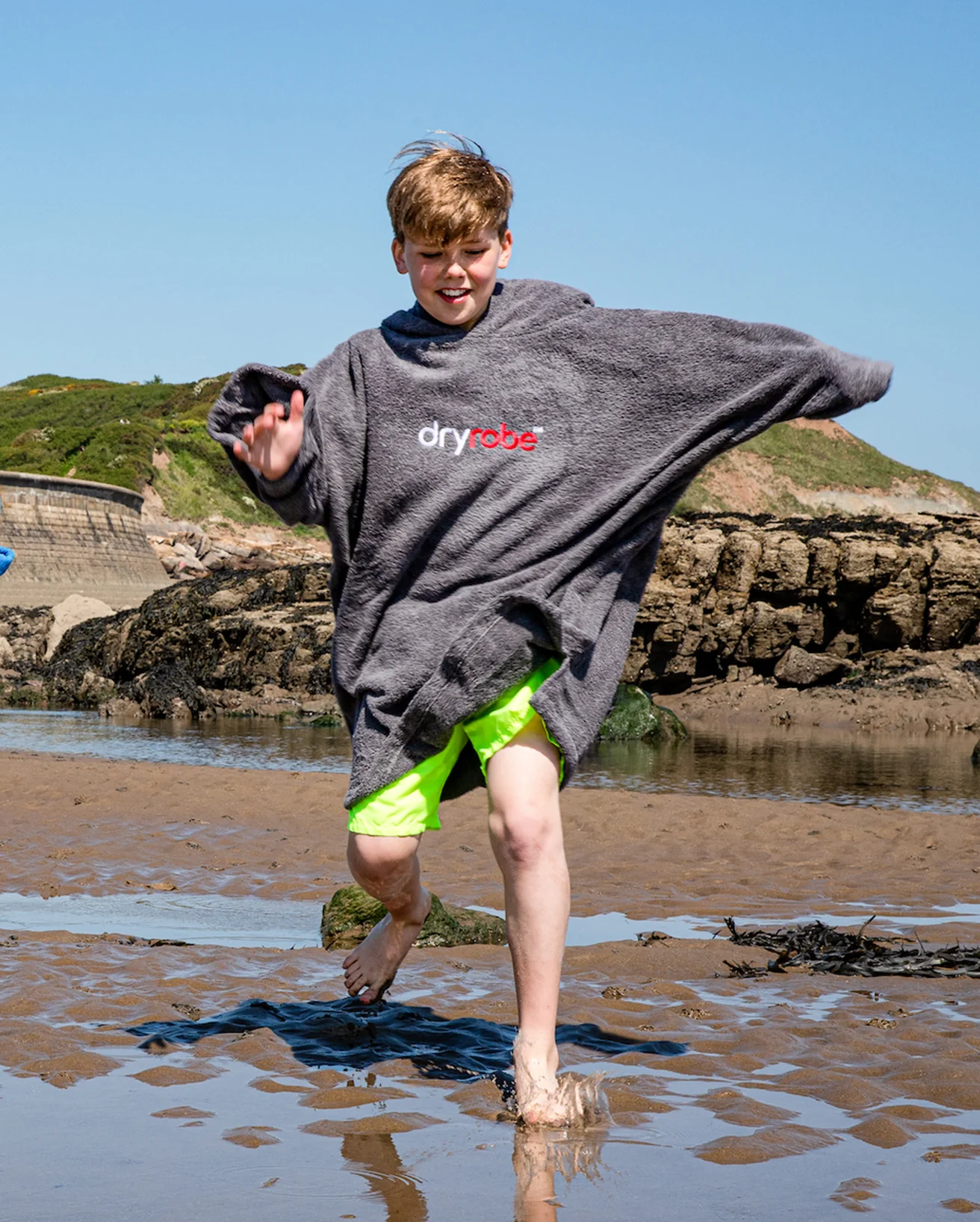 Slate Grey Kids Organic Towel Poncho - Image 6